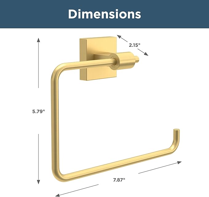 Franklin Brass Maxted (1-Pack) Hand Towel Ring Modern Gold Holder for Wall Mount Square Hanger for Kitchen, Bathroom Accessories MAX46-MG