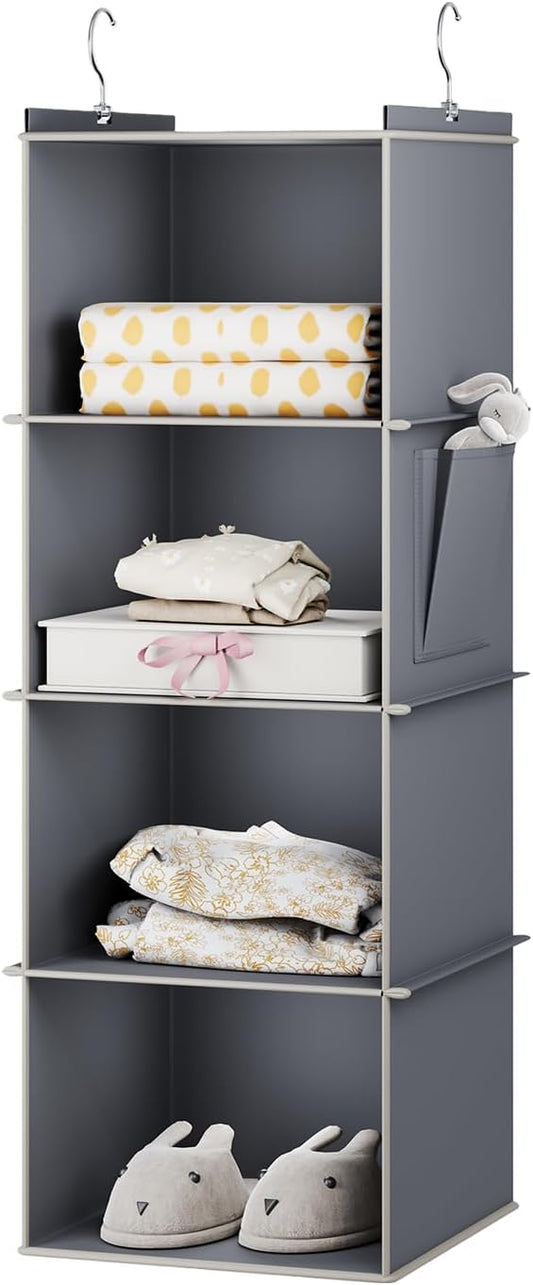 Hanging Closet Organizer, 4-Shelf Closet Hanging Storage Shelves, Grey-NeatNest