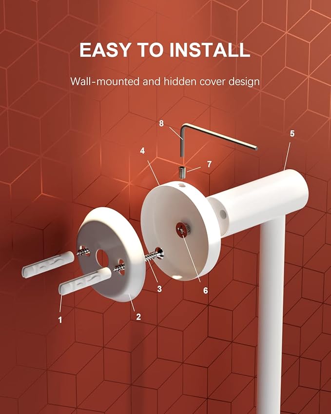 Adjustable Single Towel Bar 16 to 27.6 Inch, iMomwee Oil Rubbed White Finished Stainless Steel Bath Towel Holder, Wall Mounted Towel Rail for Bathroom Kitchen Washroom, 1" Diameter Towel Rod with Hook