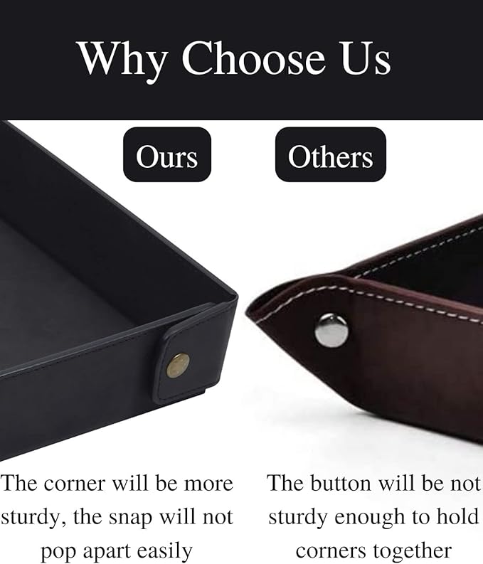 CASIRENA Father's Day Gifts Faux Leather Valet Tray Organizer for Men - Catch-All Tray for Entryway Table Key, Wallet, Watch, Coin Change, Phone, Dresser EDC Dump Jewelry, Bedside Nightstand Desk-top-NeatNest