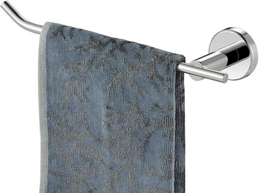 JQK Chrome Hand Towel Bar, Stainless Steel Towel Ring for Bathroom, 9 Inch Necklace Holder Matte Black Wall Mount Left Hand, TR101-CH