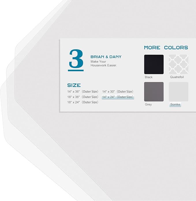 BRIAN & DANY Wire Shelf Liner 14" X 24", Heavy Duty Shelf Liners for Wire Shelving, Waterproof Protector Mats, Set of 3, Transparent-NeatNest