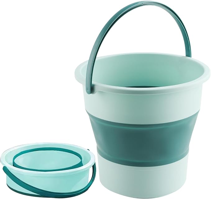 Collapsible Bucket 1.3 Gallon/5L Small Plastic Household Cleaning Mop Buckets Foldable Water Bucket for Car Wash Fishing Camping Beach (Green)-NeatNest