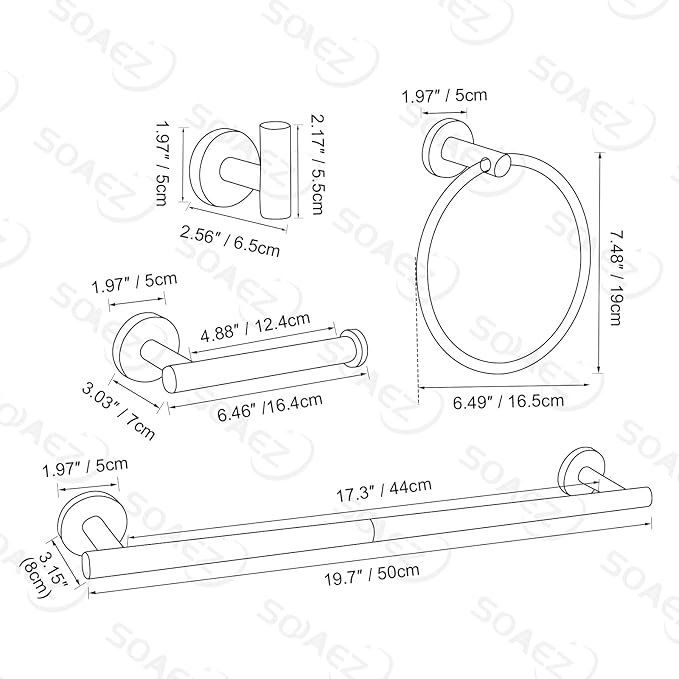 Brushed Gold Bathroom Hardware Accessories Set 4 Pieces Towel Bar Set Modern Round Towel Ring 19.68 in Towel Bar Towel Hook and Toilet Paper Holder Stainless Steel Wall Mounted-NeatNest