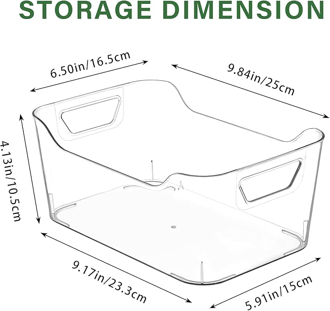 Clear Plastic Storage Bins,12 Pack Pantry Organizers and Storage, Clear Pantry Organizer Bins, Plastic Containers with Handle for Kitchen,Freezer,Cabinet,Closet,Bathroom Under Sink Storage-NeatNest