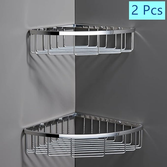 Corner Shower Caddy Organizer, SUS304 Stainless Steel Heavy Duty Rust-Proof Shelf Shampoo Holder, Wall Mounted Storage Rack for Bathroom Kitchen, 2 Packs Polished Chrome-NeatNest