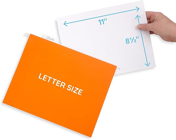 Blue Summit Supplies Hanging File Folders, 25 Reinforced Hang Folders, Designed for Home and Office Color Coded File Organization, Letter Size, Orange, 25 Pack-NeatNest