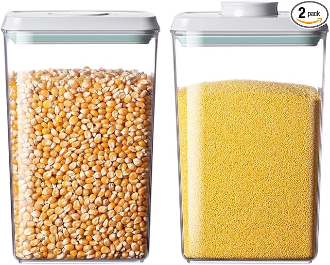 Food Storage Containers with Lids,2.9Qt 2Pcs Airtight Pop Food Storage Containers, BPA-Free Stackable Kitchen Pantry Organizers and Storage, One Button Opening Flour and Sugar Container Sets-NeatNest
