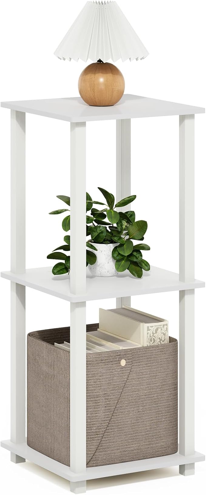Furinno Simplistic End Table, Set of Two, White/White-NeatNest