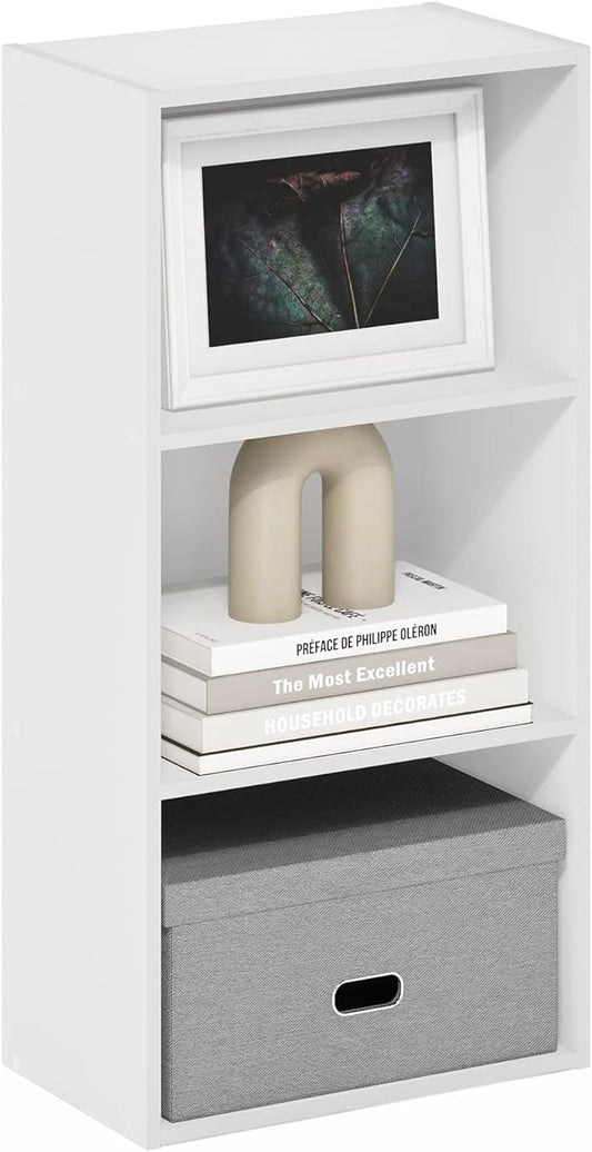 Furinno Luder 3-Tier Open Shelf Bookcase, White-NeatNest