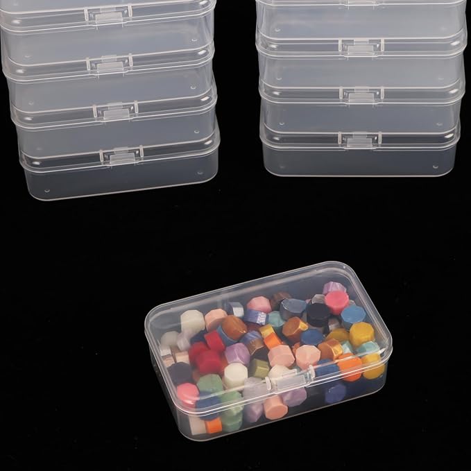 10 Packs Small Clear Plastic Beads Storage Containers Box Transparent Boxes with Hinged Lid for Small Items, Jewelry, Crafts (3.34 x 2.16 x 1 in)-NeatNest