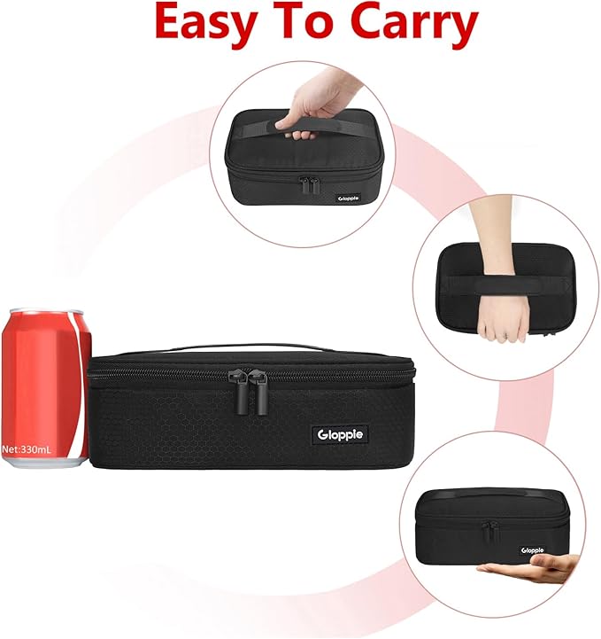 Gloppie Small Lunch Bag for Adults & Kids - Compact Insulated Lunch Box, Durable & Food-Grade Lining | Portable Cooler for Work, School, Travel (Black Honeycomb)-NeatNest