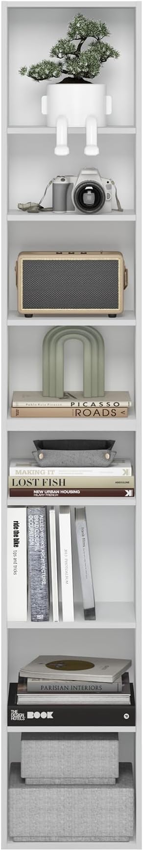 Furinno Pasir 8-Tier Open Shelf Bookcase, White-NeatNest