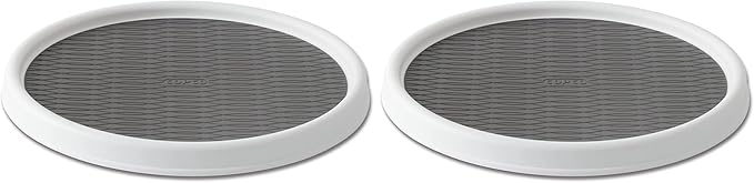 Copco Basics Non-Skid Pantry Cabinet Lazy Susan Turntable, 12-Inch, White/Gray (Pack of 2)-NeatNest