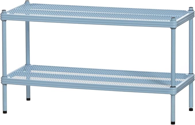 Design Ideas MeshWorks, 2-Tier Steel Shelving Rack, 440lb Capacity Per Shelf, Sky Blue-NeatNest