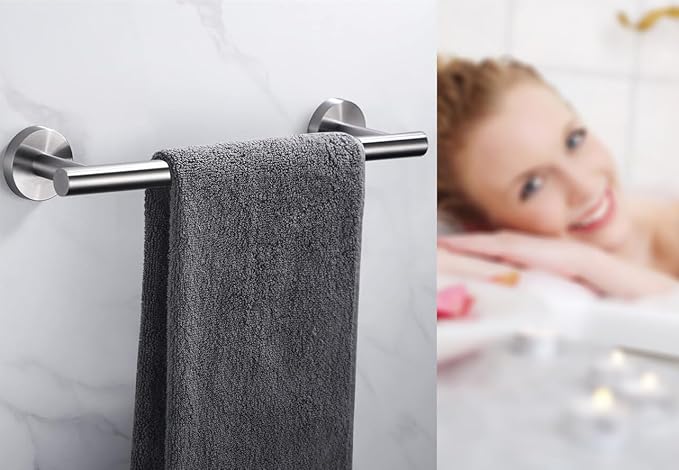 12 Inch Towel Bar 2 Pack for Bathroom 9/12/16/24/28/33 Inch Kitchen Hand Towel Holder Brushed Nickel Stainless Steel 304 RUSTPROOF Wall Mount Towel Rod 2 of Pack (2, Brushed Nickel, 12 Inch)