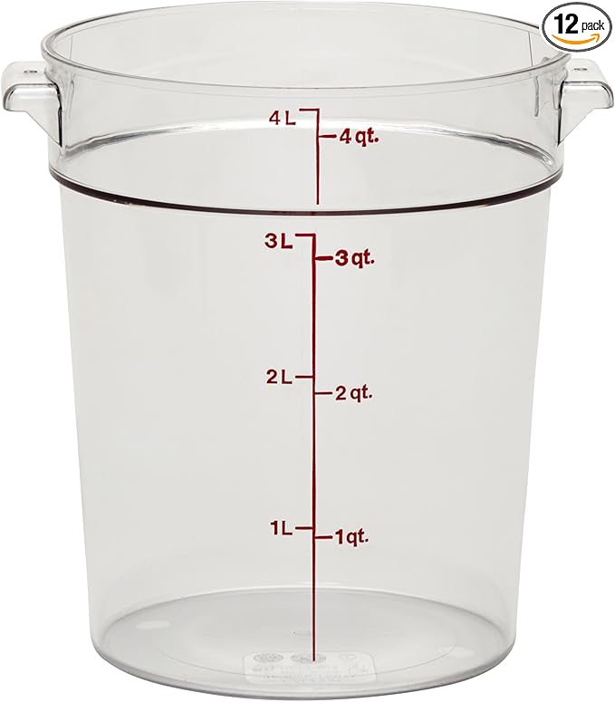 Cambro Food Storage Container - Round Series - 4 QT (Quart) - Commercial Grade for Food Prep (Clear)-NeatNest