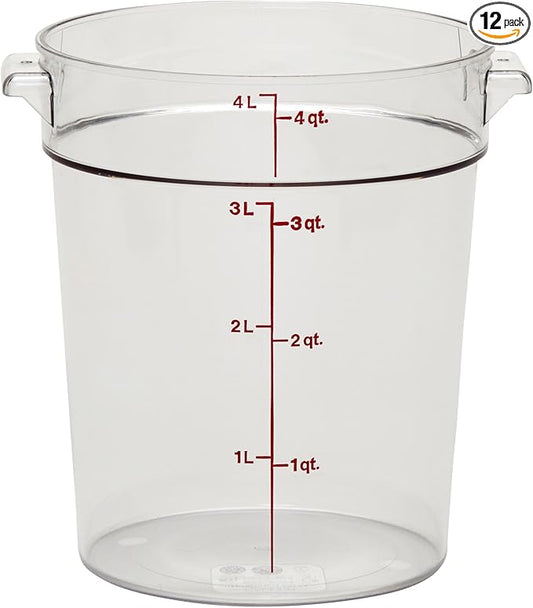 Cambro Food Storage Container - Round Series - 4 QT (Quart) - Commercial Grade for Food Prep (Clear)-NeatNest