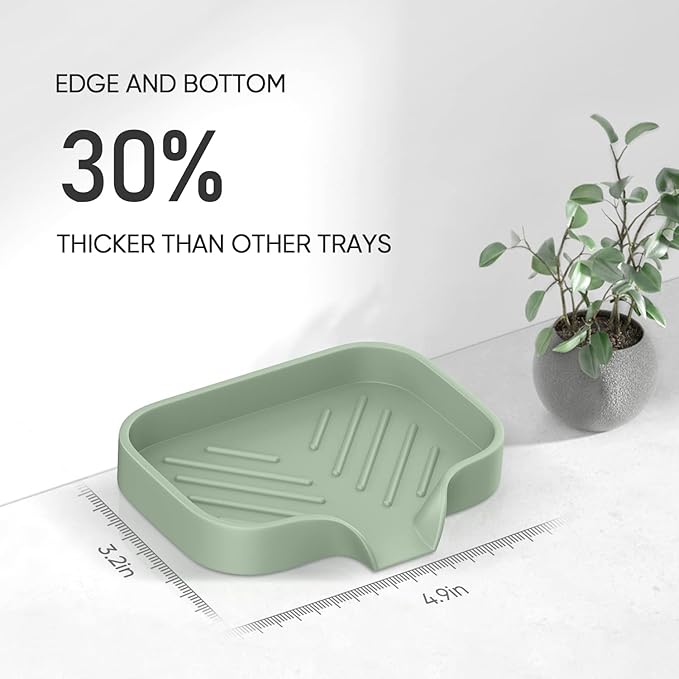 Great Silicone Soap Dish - 4 Pcs Thickened Self-Draining Soap Tray for Shower & Bathtub-Great High-Purity Silicone Soap Dish-NeatNest