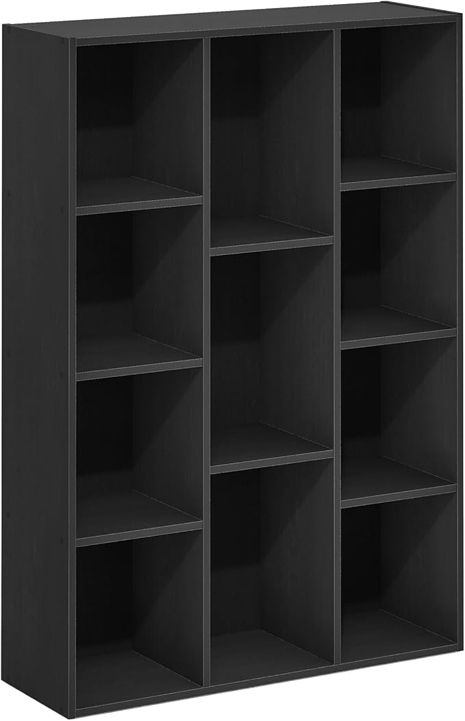 Furinno Luder 11-Cube Open Shelf Bookcase, Bookshelf, Blackwood-NeatNest