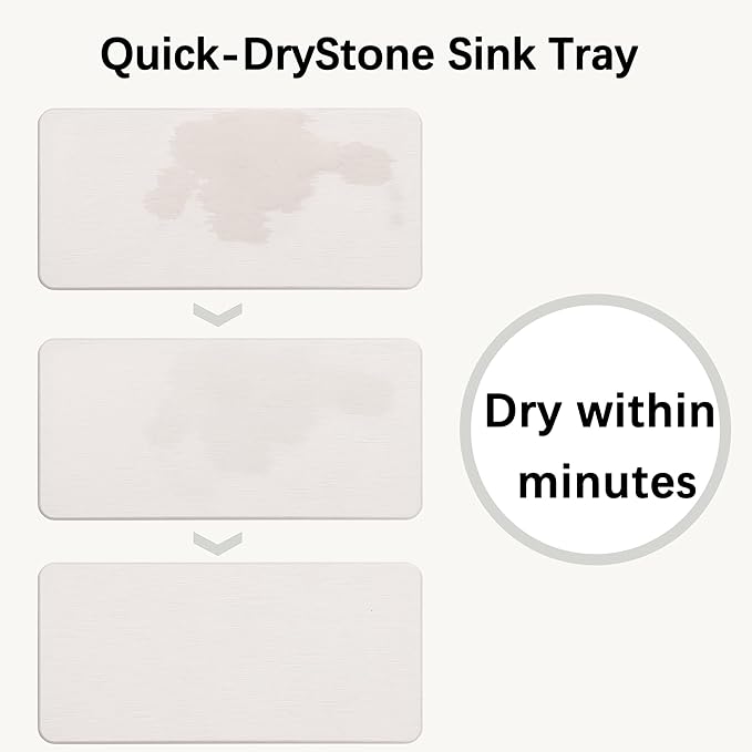 2 Pcs Water Absorbing Stone Trays, Kitchen/Bathroom Sink Soap Dish, Diatomite Tray Used for Hand Soap & Cosmetic Bottles in The Modern Home, 4" W x 8.3" L, White-NeatNest