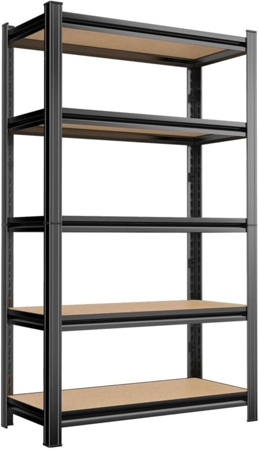 Garage Shelving Unit, 2550Lbs Heavy Duty 5-Tier Metal & Wood Adjustable Storage Rack, Black, 72”H x 35.4”W x 15.8”D, for Garage, Basement, Warehouse, Utility Storage-NeatNest