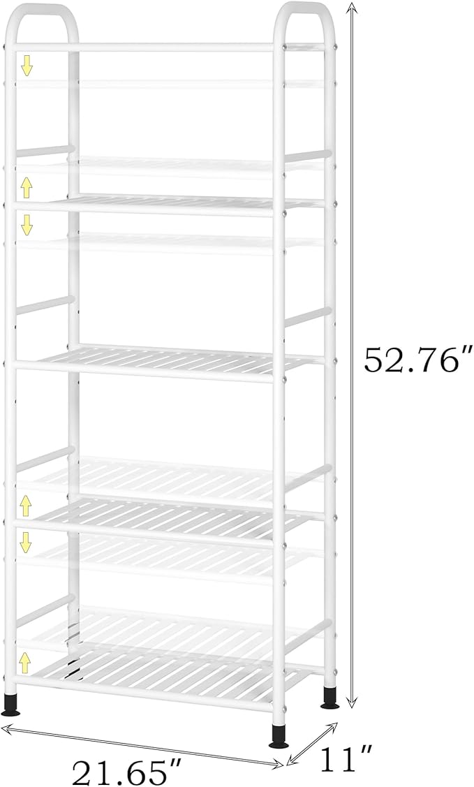 JSB 5-Tier Adjustable Shelving Unit, Heavy Duty Storage Rack Organizer Metal Corner Shelf for Kitchen Living Room Laundry Pantry Bathroom (White, 5 Tier)-NeatNest
