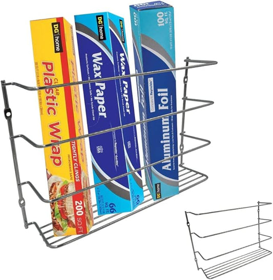 Evelots Kitchen Wrap Organizer - 2 Pack - Hold up to 4 Plastic, Foil, Paper, Wax - Cabinet Door, Wall Rack Basket - Sandwich, Freezer, Food Bag Storage - Laundry Supplies - Chrome Finished Metal