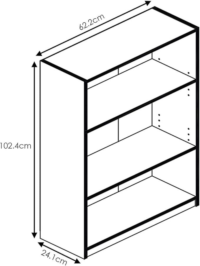 FURINNO JAYA Simple Home 3-Tier Adjustable Shelf Bookcase, Pink