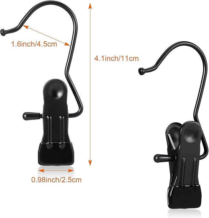 Hotop Boot Hanger Clips for Closet, Laundry Hanging Hooks Heavy Duty Clips Boot Holder Portable Single Hooks Space Saving for Pants Jeans Clothes Hats Tall Towels(Black,48 Pieces)-NeatNest