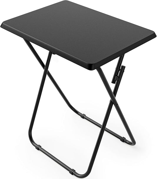 HUANUO Folding TV Tray Table -Stable Tray Table with No Assembly Required, TV Dinner Tray for Eating, Foldable Snack Tables for Bed & Sofa (Black)-NeatNest