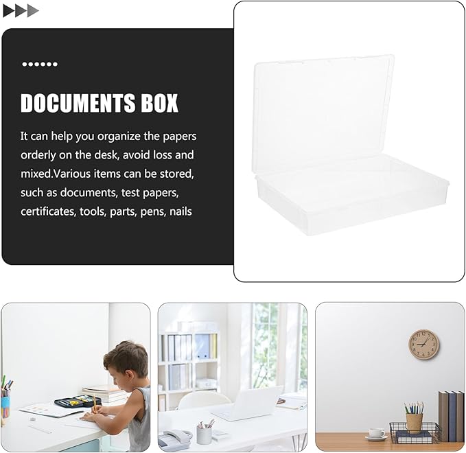 Transparent a4 Document Storage Box: Office Desktop File Organizer with, Plastic Paper Holder for Magazines, Photos, Stationery, and More