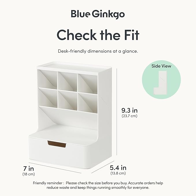 BLUE GINKGO Hive Desk Organizer – Vertical 6-Compartment, Full-drawer Storage – Space-Saving Pen Holder, Stationery Storage – Organizer for Office, School Supplies, Makeup (Made in Korea, White)-NeatNest