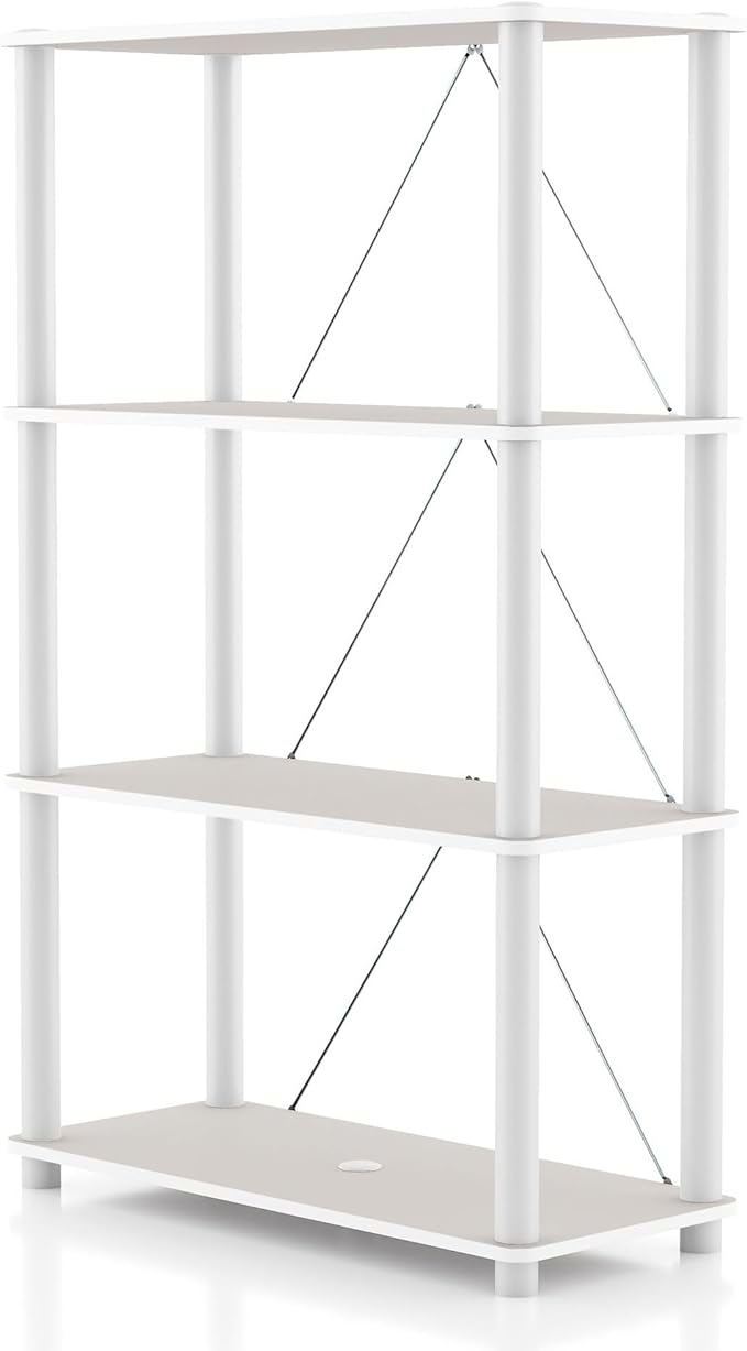 HOMES: Inside + Out Apexa Modern 4-Tier Wide Shelving Units, Collectibles Display Shelves, Easy Assembly Standing Shelf, Home Storage Organizer for Living Room, Bedroom, Office, Taupe Grey