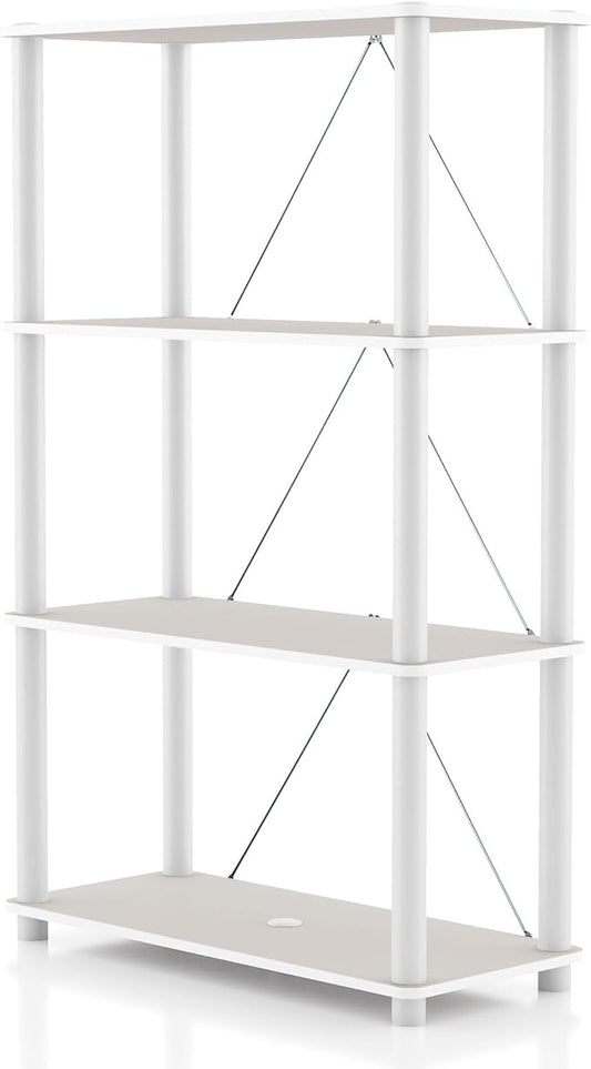 HOMES: Inside + Out Apexa Modern 4-Tier Wide Shelving Units, Collectibles Display Shelves, Easy Assembly Standing Shelf, Home Storage Organizer for Living Room, Bedroom, Office, Taupe Grey