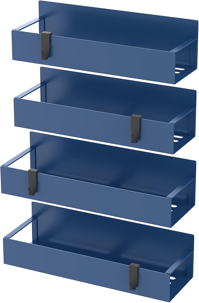 4 Pack Magnetic Spice Storage Rack Organizer for Refrigerator and Oven, Royal Blue Fridge Organizers and Storage