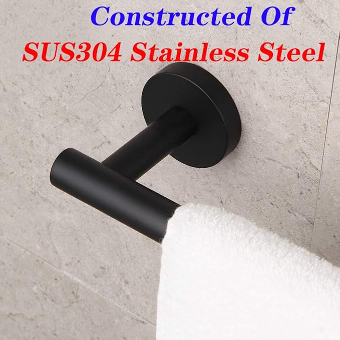 GERZ Contemporary 12-Inch Towel Bar Bath Hand Towel Holder SUS 304 Stainless Steel Wall Mounted Bathroom Organizer Matte Black AG1101C30.5-BK