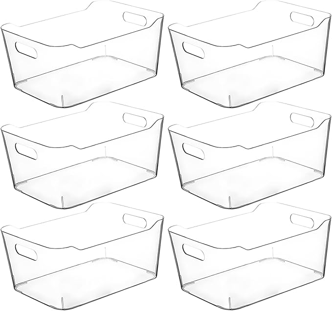 Clear Extra Large Plastic Storage Bins, Pantry Organizers and Storage Containers Fridge Organizer Bins for Organizing Home, Kitchen Organization. Bathroom, Refrigerator, Freezer, Laundry Room-NeatNest