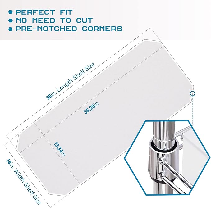 BRIAN & DANY Wire Shelf Liner 14" X 36", Heavy Duty Shelf Liners for Wire Shelving, Waterproof Protector Mats, Set of 5, Transparent-NeatNest