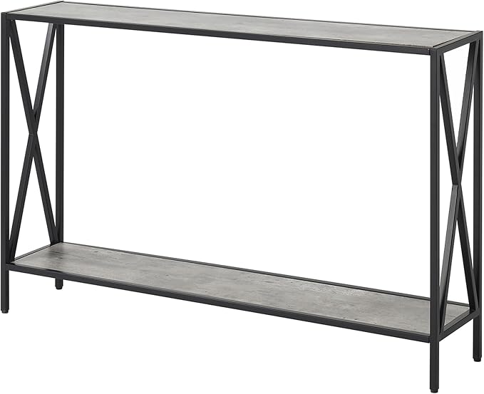 Convenience Concepts Tucson Console Table 47.25" - Modern Sofa Table with Storage Shelf, Entryway Hall Table for Living Room, Faux Birch/Black-NeatNest