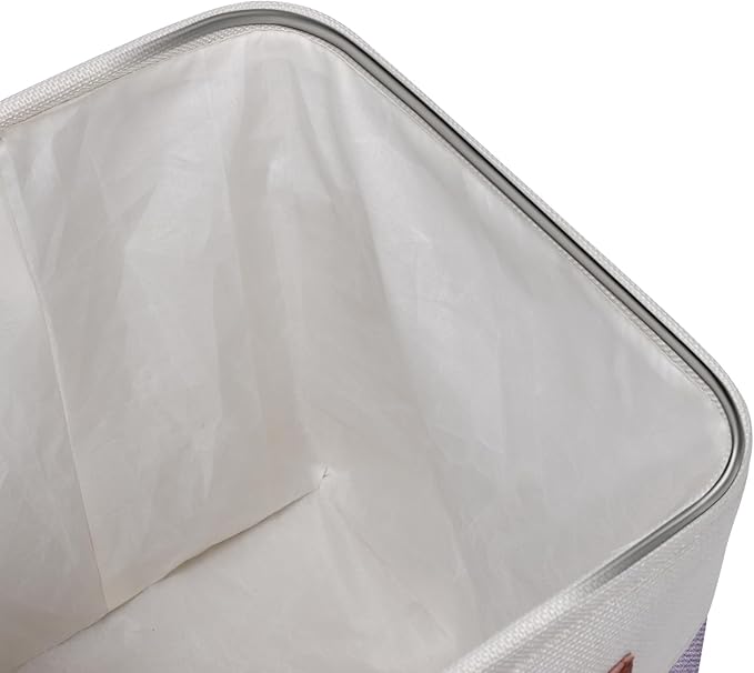 Univivi 10.5 Inch Fabric Cube Bins with Hard Bottom, 4 Pack Storage Baskets with PU Handles for Shelves Closet Foldable Storage Bins for Organizing (Purple,10.5" x 10.5" x 11")-NeatNest