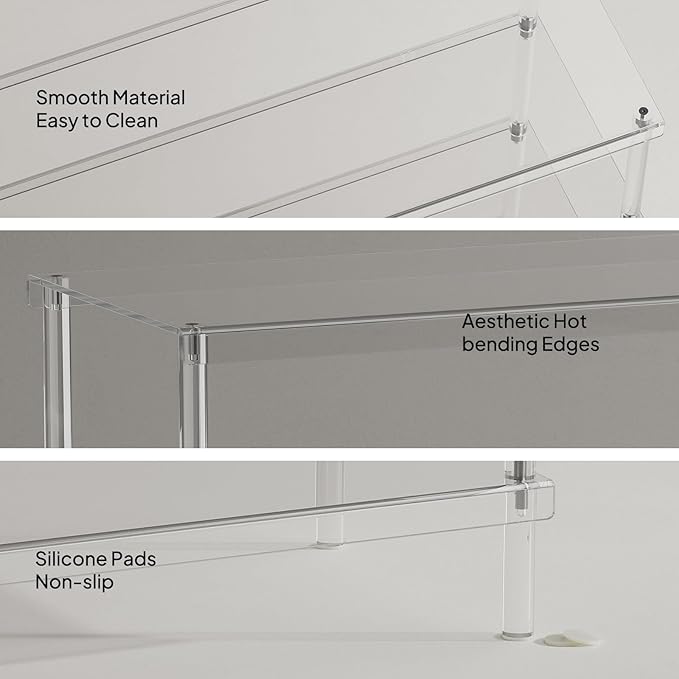 Aquiver 4 Tier Acrylic Shoe Rack for Closet - Wide Shoe Rack - Entryway Shoe Organizer for 16-20 Pairs of Shoes, Easy to Clean, 32.3'' L x 11.8'' W x 28.4'' H