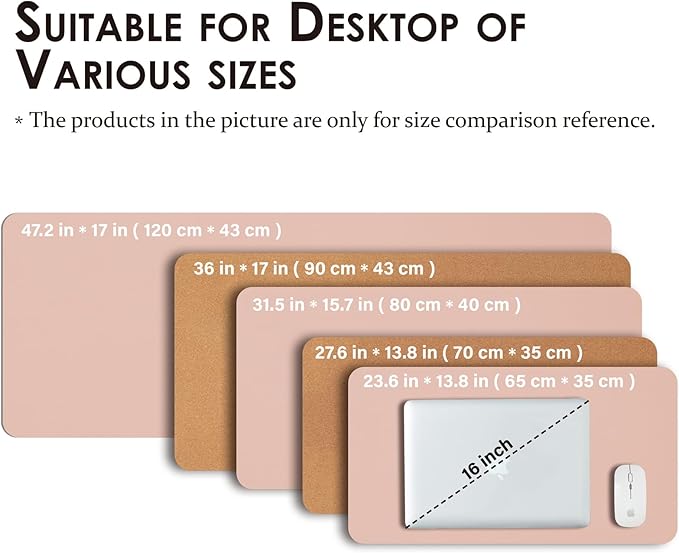 Cork Desk Mat - Dual-Sided Desk Pad for Office and Home - Desk Organization and Accessories - Ideal for Large Mouse Pad and Desk Mats on Top of Desks(Pink,36"x 17")-NeatNest