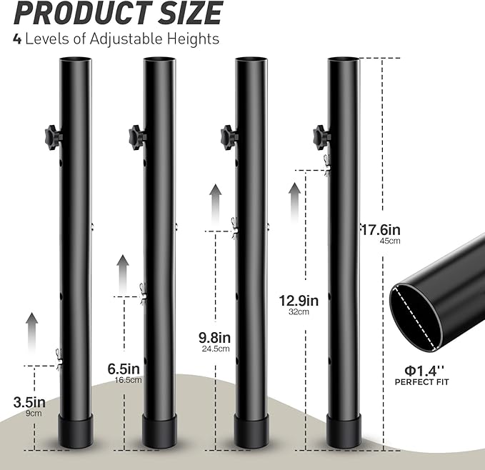 4 Heights Folding Table Leg Extenders,Heavy Duty Folding Table Leg Extensions, Table Leg Risers for Straight/Bent Legs,Table Height Extenders/Lifter-8pcs-NeatNest