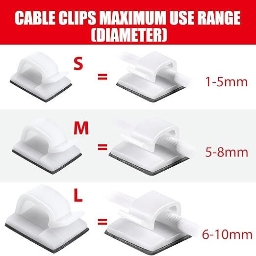 Blulu 100 Pcs Adhesive Cable Clips Bulk Wire Holder for Cord Organizer Clips Cable Management Outdoor Light Hooks for Christmas Wall String Lights Fairy Lights-NeatNest