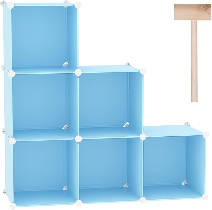 C&AHOME Cube Storage Organizer, 6-Cube Shelves Units, Closet Cabinet, DIY Plastic Modular Book Shelf, Ideal for Bedroom, Living Room, Office, 36.6" L x 12.4" W x 36.6" H Blue UPCS06L-NeatNest