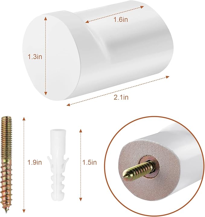 12 Pack Wood Wall Hooks, Modern Decorative Coat Hooks Wall Mounted, Handmade White Hat Hooks Heavy Duty Entryway Wall Hangers for Hanging Towels Robes Purses (White)-NeatNest