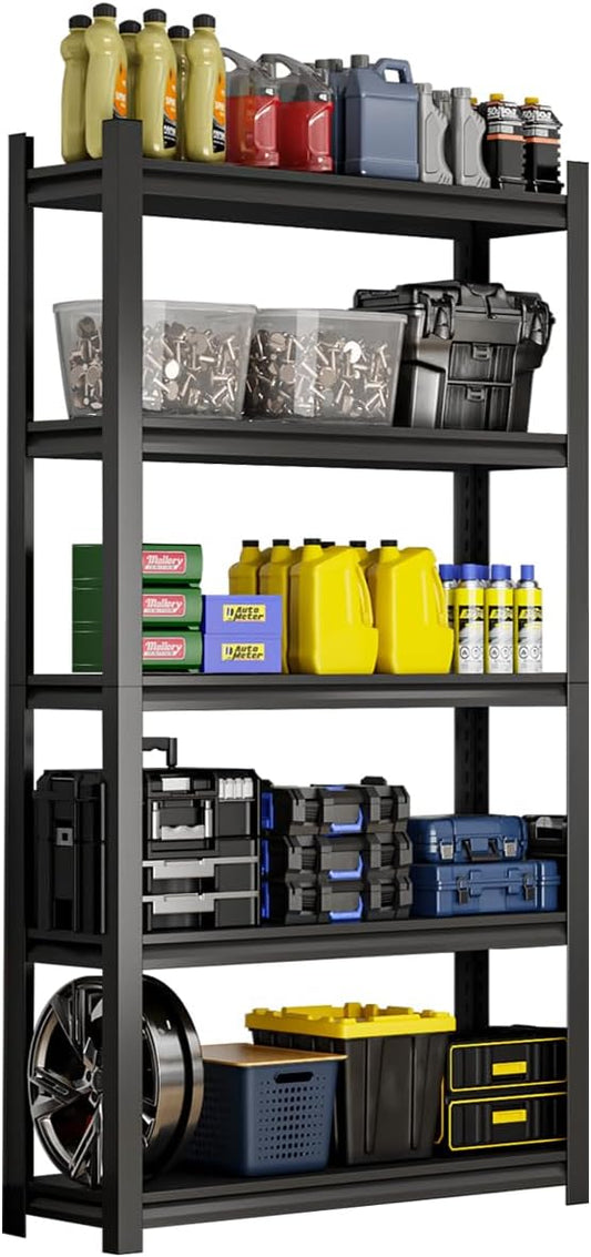 63''H Garage Shelving Heavy Duty, 2800LBS Storage Shelves, 5-Tier Adjustable Metal Shelve Storage Shelf Rack, Industrial Shelving Unit for Garage, Warehouse, Basement (32" W x 15.7" D x 63" H)-NeatNest