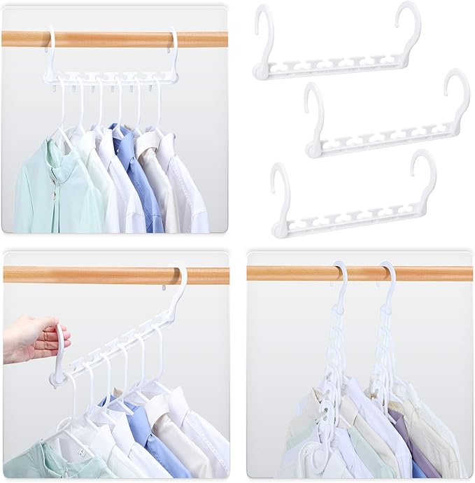 HOUSE DAY Sturdy Plastic Space Saving Hangers Cascading Hanger Organizer Pack of 20 Closet Space Saver Multifunctional Hangers for Heavy Clothes (White)-NeatNest