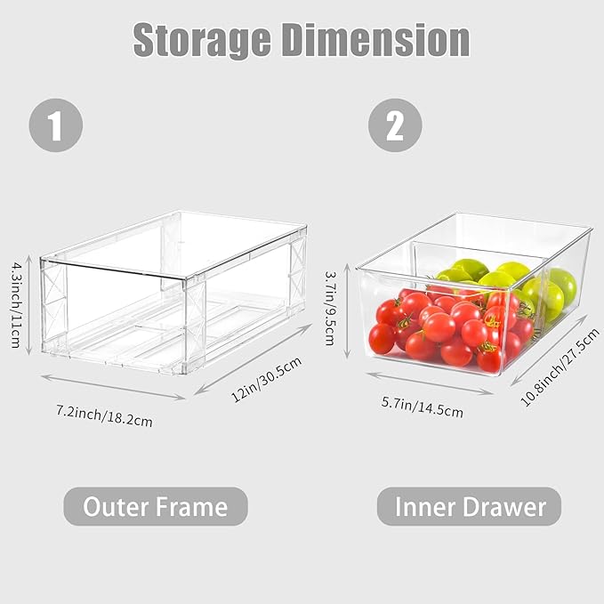 6Pack Pantry Organizers and Storage,Clear Stackable Kitchen Storage Organizer,Foods Organizer Bins with Handles, Easily Assemble for Bathroom, Kitchen, Refrigerator, Pantry, Cabinet, Closet-NeatNest